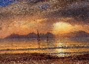 Albert Bierstadt Sunset over a Mountain Lake Germany oil painting artist
